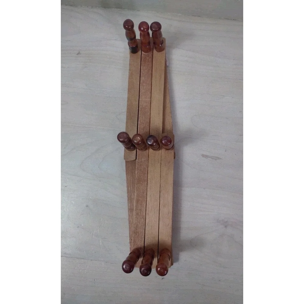 Vintage Wood Accordion Folding Peg Rack 10 Hook Expandable Wall Mug Hat Jewelry